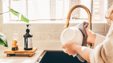 A woman doing dishes