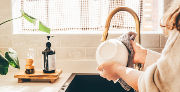 A woman doing dishes