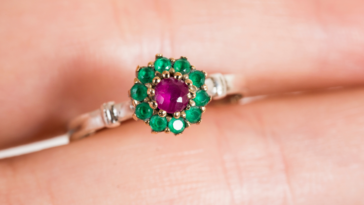 emerald and garnet ring