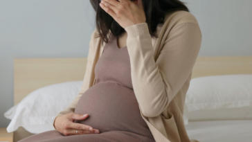 Upset pregnant woman