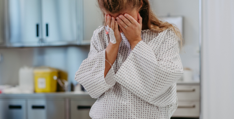 Woman upset in the hospital