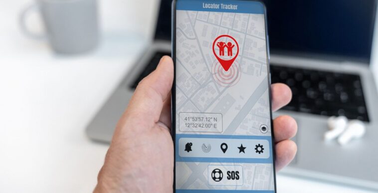 People locator app on smartphone. Remote find kids in real time and follow. GPS phone application.