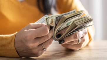 Woman counting money