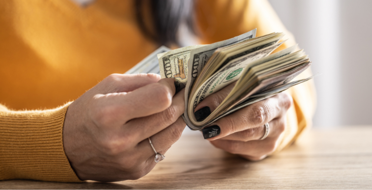 Woman counting money