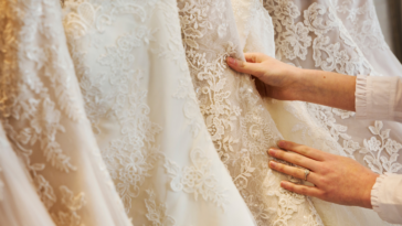 woman shopping for wedding dress