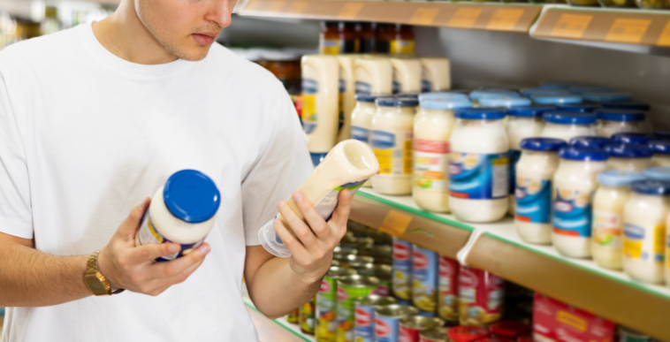 man shopping for mayonnaise