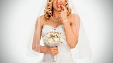 anxious bride biting her finger